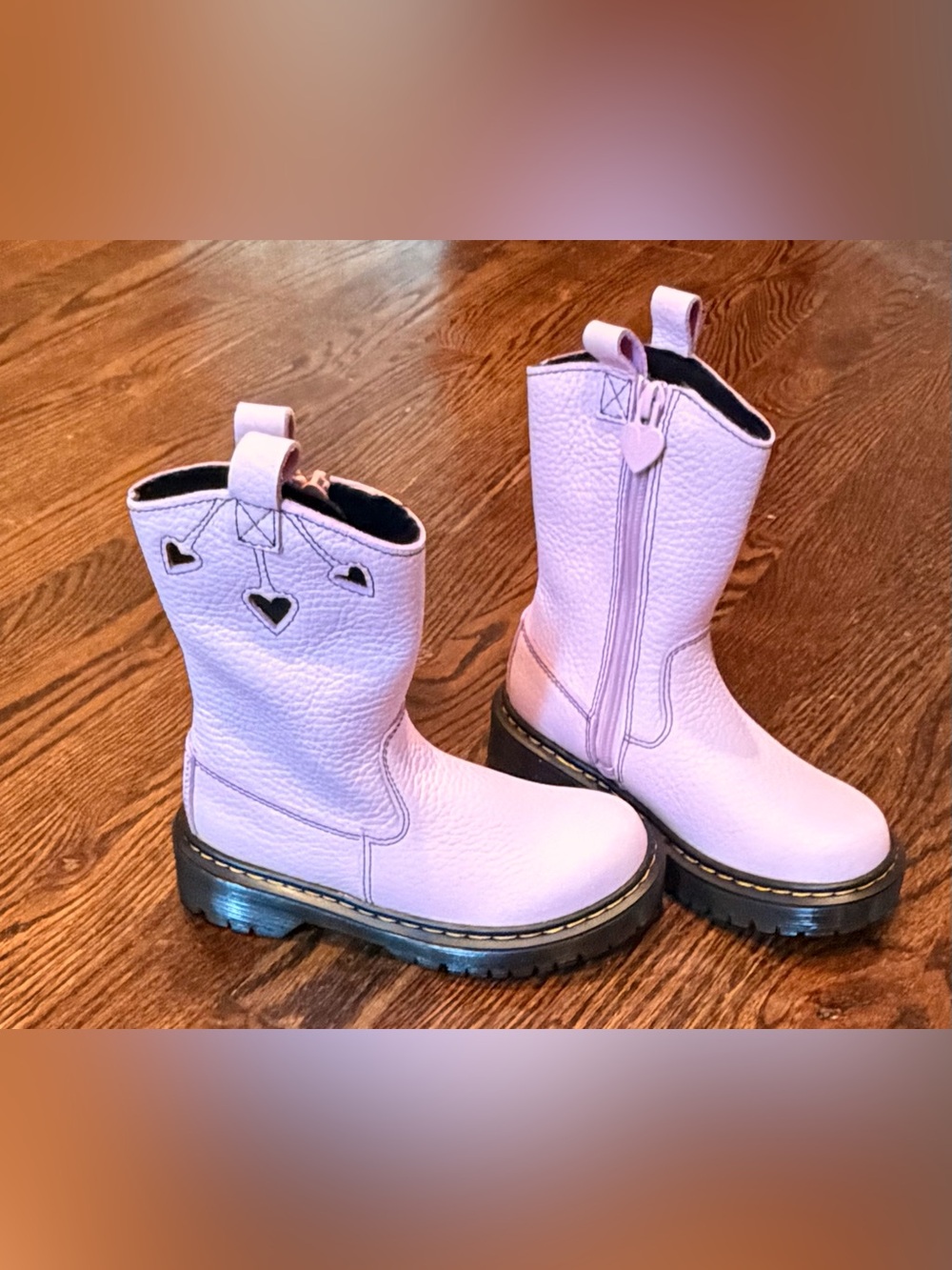 Dr. Martens Kids Pink Heart Accent Pull-On Boots